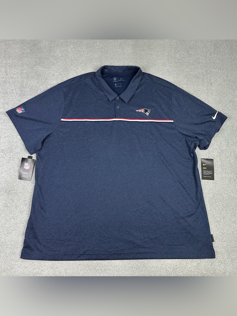 Nike New England Patriots Polo Shirt Mens 4XL Navy On Field Apparel Coach NEW